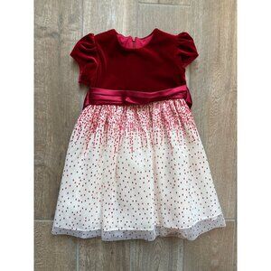 Sorbet Red and Cream Glitter Tulle Dress Size 3T